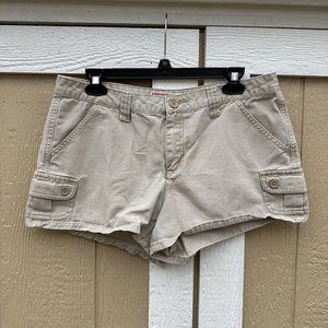 Vintage Y2K Aeropostale Khaki Chino Cargo Shorty Shorts Beige Juniors Size 11/12